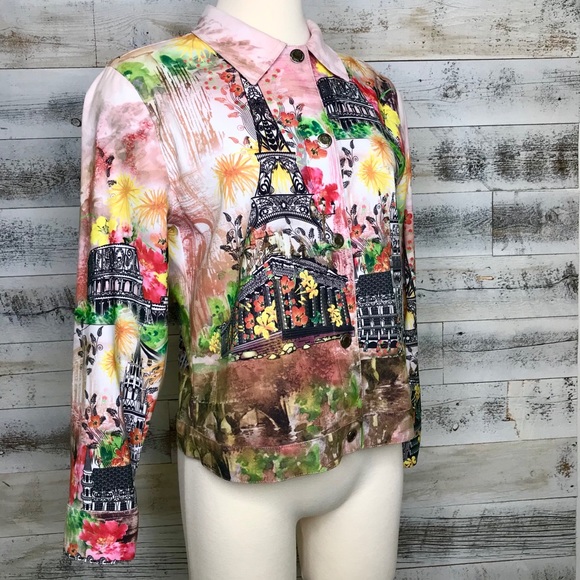 Impulse California Pink Green Stretch Jacket Top - Picture 4 of 11